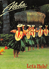Aloha From HI Hawaii LET'S HULA Postcard 7161c picture