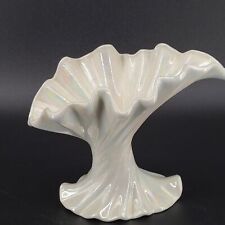 Vintage Ceramic White Iridescent Swirl Twist Vase picture