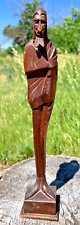 Vintage Hand Carved Tall Thin Wood Male Statue Mephistopheles 15