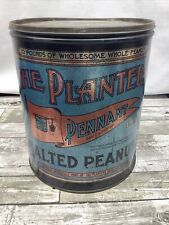 Antique Planters Salted Peanut Tin Can 10 lb 1920s w Lid Mr Peanut Nuts Canister picture