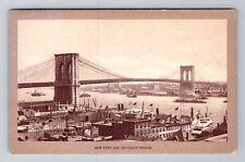 New York NY-New York, New York and Brooklyn Bridge, Antique Vintage Postcard picture