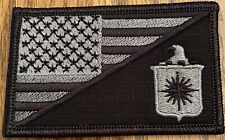 US CIA Flag Patch 3.5 X 2 Inch Hook And Loop - Black and Grey picture
