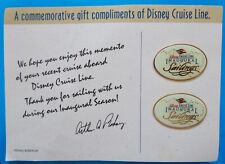 Vintage 1998 Disney Cruise Line Inaugural Sailings Pins -2- Commemorative Card picture