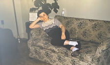 Vintage Photo Slide Woman Posed Couch picture