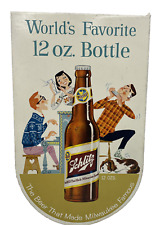 1958 Tin Schlitz Sign W/Beer Bottle - World’s Favorite 12 Oz Bottle Milwaukee picture