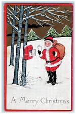 c1910's Merry Christmas Santa Claus Sack Of Toys Winter Reading Letter Postcard picture