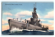 1951 Submarine New London CT Linen Seascape Posted picture