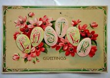 1916 antique GORGEOUS emboss EASTER EGG POSTCARD vgc DRESDEN GERMANY SERIES 4798 picture