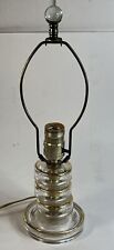 Art Deco Accent Lamp Clear Lucite W/ Gold Trim Stacked Circles Vintage MCM 15” picture
