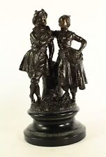 = 19th/ 20th C. Sarreguemines Black Glaze Terracotta Figural Group Exotic Couple picture