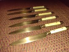 Rare Antique Bronze German Set of Six Mother of Pearl Fruit Knives  picture