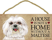 Maltese Wood Dog Sign Wall Plaque Photo Display Puppy Cut A House Is Not A + ... picture