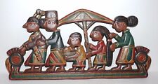 Hand carved wooden wall hanging plaque native ethnic people family picture