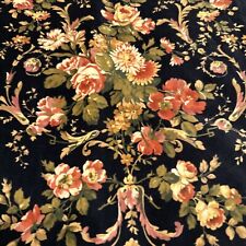 Rare Floral Cotton Velvet Lined Curtains Vintage Fabric Approx. 6 Yards Gorgeous picture