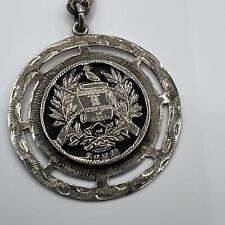 Vintage Guatemalan Quetzal 900 Silver Keychain Sept 15 1821 1901 Coin Cut Out picture