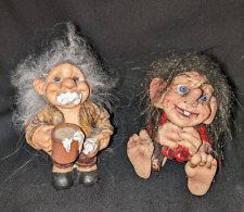 2 VINTAGE Nord Nyform TROLLS FIGURINES Long Nose Tails Bad Hair NORWAY SUVENIR picture
