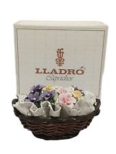 Lladro #1552 Cesta Oval Brown Basket Of Flowers 4 3/4