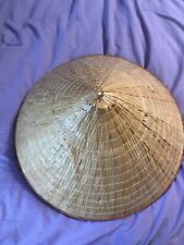 Vintage 16” Asian Bamboo Straw Chinese Coolie Rice Paddy Farmer Woven Hat picture