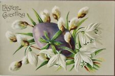 Easter Greetings, Egg & Flowers, 1908 Vintage Holiday Greeting Postcard picture