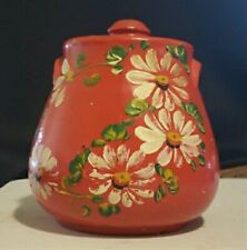 Vintage Ransburg Stoneware Crock/Cookie Jar with  Lid - Hand Painted Floral 8