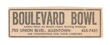 1963 BOULEVARD BOWL ALLENTOWN PA Bowling Vintage 1