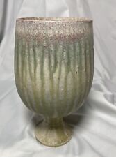 Studio Pottery Green Ash Raspberry Blush Ikebana Chalice Vase Japan Chop Label picture