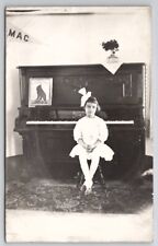RPPC Pretty Little Girl Ricca Piano Grizzly Bear Sheet Music c1908 Postcard G21 picture