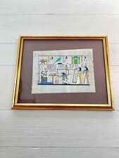 Rare Authentic Hand Painted Ancient Egyptian Papyrus Hieroglyphics Art 9” x 11” picture