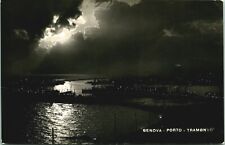 RPPC Genoa Genova Italy Porto Tramonto Night VIew UNP Postcard picture