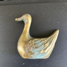 Rare Vintage Brass Miniature Duck Bird Mid Century Modern Patina Figurine 1.6 oz picture