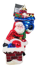 Radko MAKING AN ENTRANCE Santa Rooftop Christmas Glass Ornament Made in Poland   picture