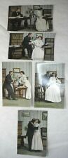5 Postcards Theochrom Serie 1097 Boss Secretary Lovers Office Romance Circa 1908 picture