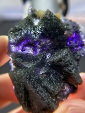 Rare Natural Purple Phantom core fluorite coated bismuth mineral specimen,China picture