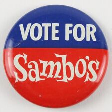 Vintage Pinback Button VOTE FOR SAMBOS Pancakes 1.25 inches 1970s picture