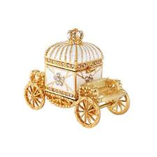 Decorative Enameled Royal Carriage Style Hinged Trinket Box, Sparkling Crystal picture