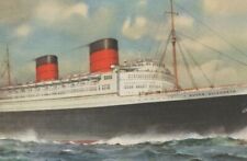 Cunard White Star Line RMS Queen Elizabeth at sea postcard D993 picture
