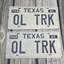 Vintage Custom Texas License Plate OL TRK 1985 Blue And White RARE  picture