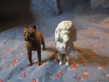 Two Vintage Rubber Dogs Boxer  Brown Poodle  White Poodle is 2 Inch High picture