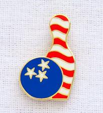 USA Bowling Lapel Pin Vintage 4th Of July Ball Stars Stripes Red White Blue Gold picture