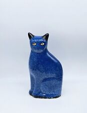 Vintage 10in Calico Blue Ceramic Cat Spongewear picture