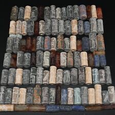 104 Ancient Middle Eastern Mix Stone Cylinder Seal Bead Amulets C. 2300-3000 BCE picture