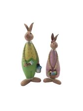 Vintage Pair Easter Bunny Rabbit BOY & GIRL Figures 7.5 in picture