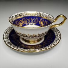Vintage Collingwood Bone China England Cobalt Blue Gold Flowers Cup and Saucer picture