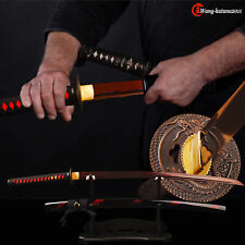 Blood Red Sharp Sword Damascus Folded Steel Battle Ready Japanese Samurai Katana picture