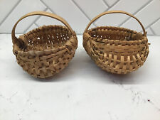 Vtg Small Egg Basket Baskets Hand Woven Oak Splint Quantity Two picture