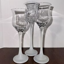 Vintage Partylite Crystal Trio Frosted Stem Glass Votive Candle Holders Set 3 picture