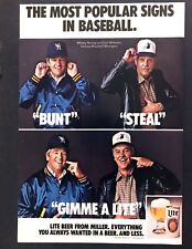 1980 Baseball Managers Whitey Hertzog & Dick Williams Miller Lite Beer print ad picture