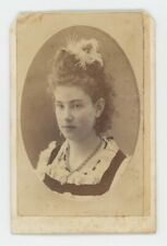 Antique Hand Tinted CDV c1870s Beautiful Young Woman Stunning Hair Philadelphia picture