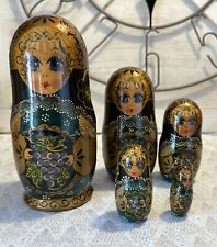 1992  VTG Russian Matryoshka Nesting DOLL Hand Painted Signed  7.5” - 5 Pce picture