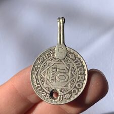 VERY RARE ANCIENT SILVER COLOR OLD MOROCCAN PENDANT COIN AMULET ISLAMIC ARABIC picture